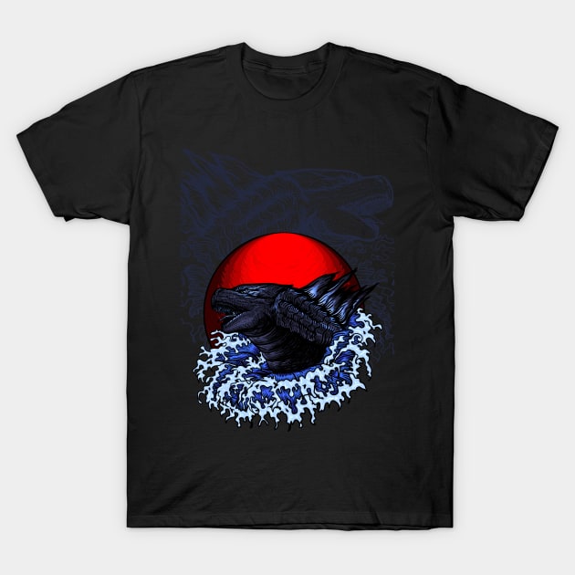 The Great Godzilla off Kanagawa Art T-Shirt by Excela Studio